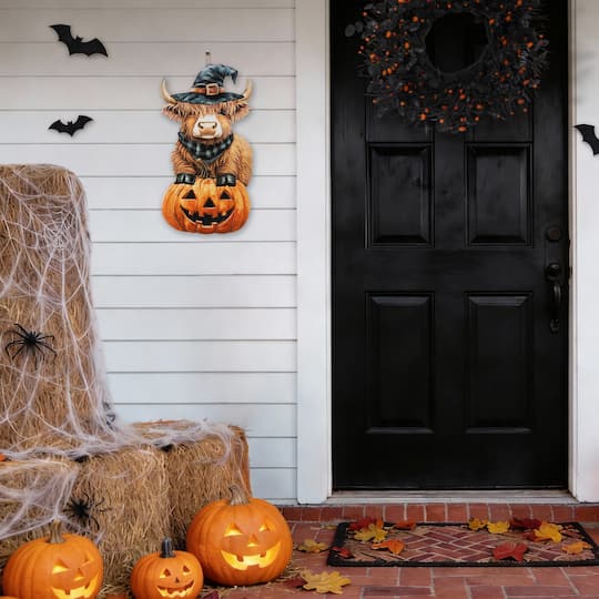 Glitzhome® 30" Halloween Metal Painted Highland Cow Yard Stake